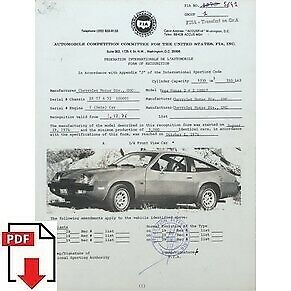 1976 Chevrolet Vega Monza 2+2 (1HR07) FIA homologation form PDF download